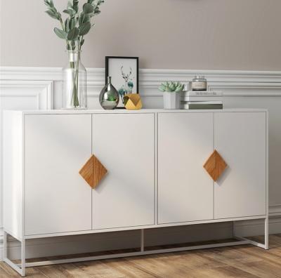 China White Modern Kitchen Sideboard Cabinet 4 Door(Other) Adjustable Buffet Cabinet Storage White TV Tables Entryway Cupboard With Metal Legs for sale