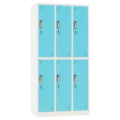 China Office Good Quality Metal Door Locker Gym Cabinet Colorful Steel Clothes 6 Lockers For Cloakroom for sale