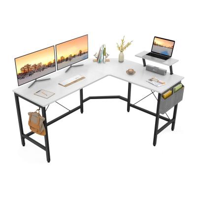 China With Shelf GDLT Computer Desk In White Corner L Shaped Computer Desk White Wooden Computer Table for sale