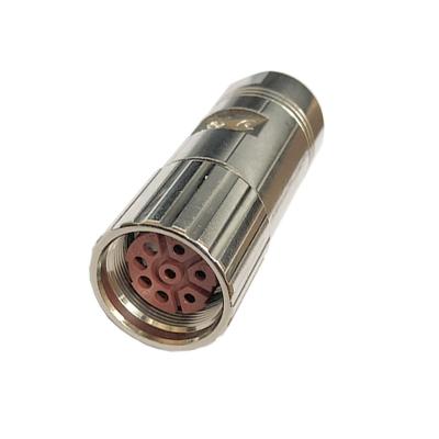 China Power servo motor encoder connector M23 8pin signal assembly connector solder shielded wire straight male-female terminals for sale