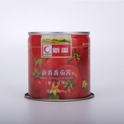 China Hot Selling Empty Tin Round Metal Tomato Food Amazon Sauce Can With Easy Open Lid for sale