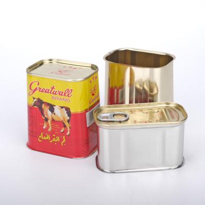 China 340g Food Grade Empty Hinged Trapezoidal Canning Corned Beef Tin Cans Food Grade for sale