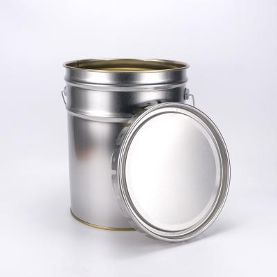 China Open Head 5 Gallon 20 Liter Tin Can Metal Tinplate Decorative Paint Bucket Pail Barrel With Llid For Sale for sale