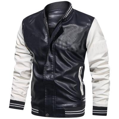 China Men's Jacket Windproof Casual PU Jacket Comic Collar Spring and Autumn New Fashion Men's Leather Jacket for sale