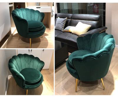 China Large Lounge Lotus Shell Chair Velvet Upholstered Massage Waist Armchair for sale