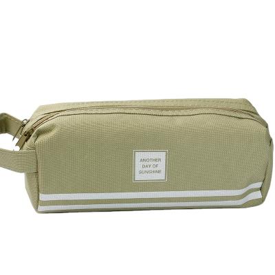 China Net red single double-sided pencil case solid color large capacity canvas stationery bag student pencil case for sale