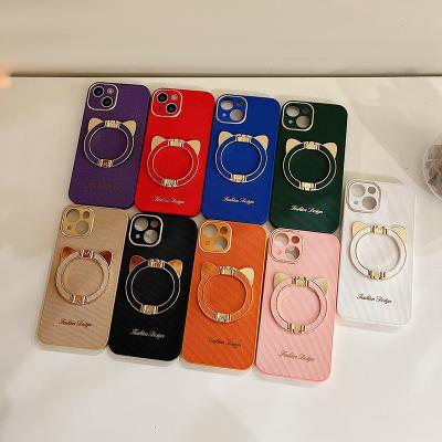 China Luxury Shockproof Fashion Cat Head Metal Ring Buckle Phone Case For iphone 13 12 pro XS Max X XR 7 8 plus cove shockproof protective cases for sale