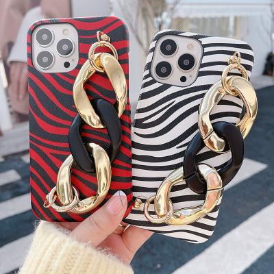 China Zebra Pattern Shockproof Wristband Pendant Phone Case For iPhone 13 12 11 Max Mini X XR XS Pro Shockproof Cover Fashion Luxury Protection for sale