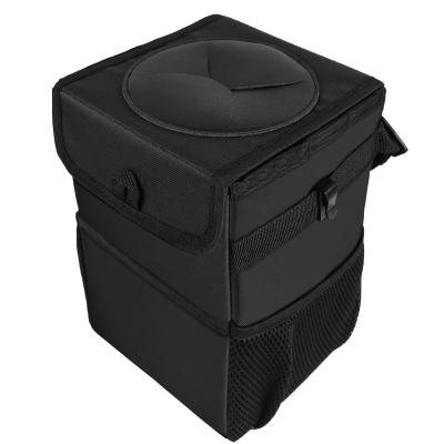 China Auto Garbage Container Best Selling Amazon Car Trash Can With Lid And Storage Pockets for sale