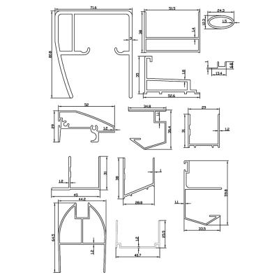 China door & Window Customized Aluminum Profile Extrusion For Shower Screen Room Enclosure Box Cubile Glass Cabin for sale