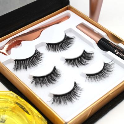 China Factory Price Long Mink Natural Magnetic Eyelashes 3d Eyeliner Magnetic Eyelashes for sale