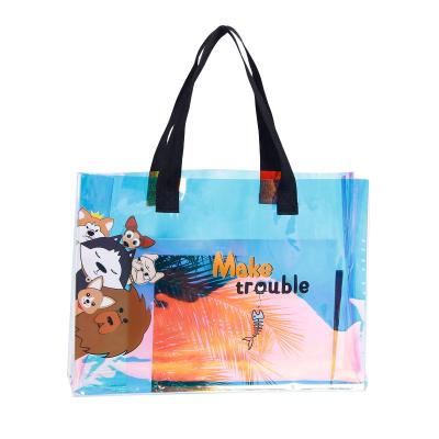 China New Shopping Fashion Laser PVC Handbag Beach Shoulder Bag Tote Bag For Women for sale