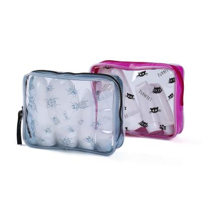 China Fashion Girl Transparent Zippered Makeup Bag Eco-friendly Skin Care Toiletries Bag Storage Bag for sale