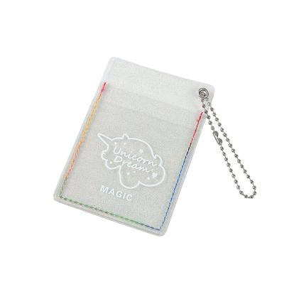 China Custom Fashion Glitter PVC Card Holder Plastic Wallet With Strap for sale