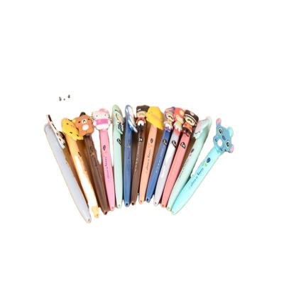 China Glitter Student Cartoon Animal Design Pen Office School Rubber Soft Cheap Pen for sale