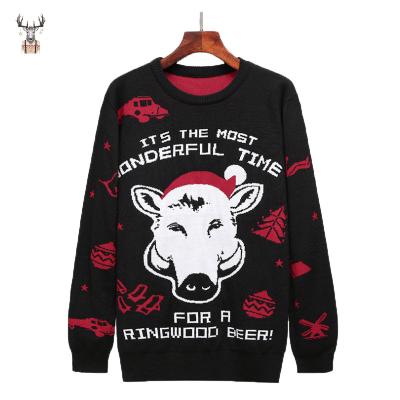 China Anti-wrinkle Christmas Ugly Sweater Customize Reindeer Logo Custom Knit Sweater Mens for sale