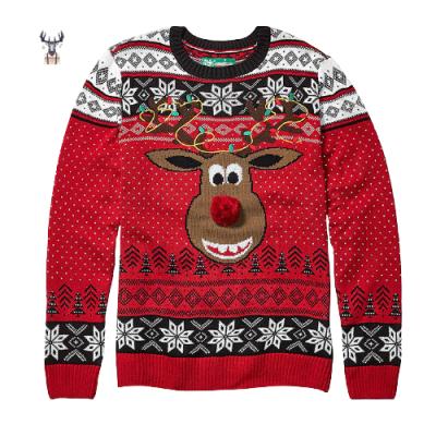 China Wholesale Designer Cotton Acrylic Red Anti-Wrinkle Ornament Ugly Mens Christmas Sweater for sale