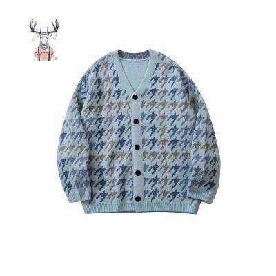 China MOQ Anti-Shrink Cardigan Custom Men's Low Knitted Sweater Logo Custom Mens Cardigan Knitted Jacquard Sweater for sale