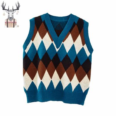 China Custom Anti-wrinkle 100%Cotton Winter Knit Vest Sweater Women Sweater Sleeveless Vest for sale