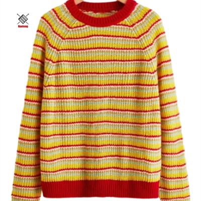 China Raglan Sleeve Plus Anti Shrink Striped Customized Colorful Ladies Winter Pullover Sweater Women for sale