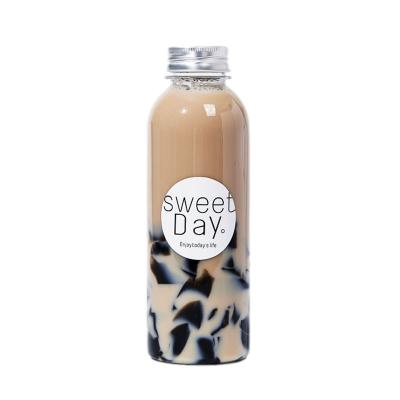 China Price 250Ml Hot Sale Eco-friendly Round Suitable Drink Juice Bottle Sealed Milk Tea Plastic Bottle With Label for sale