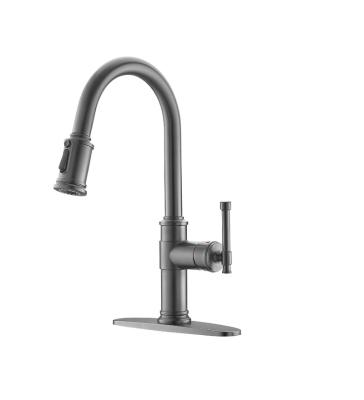 China European Black Sense Faucets SUS 304 Single Handle 3 Way Kitchen Faucet Sink Faucet With Pull Out Sprayer for sale