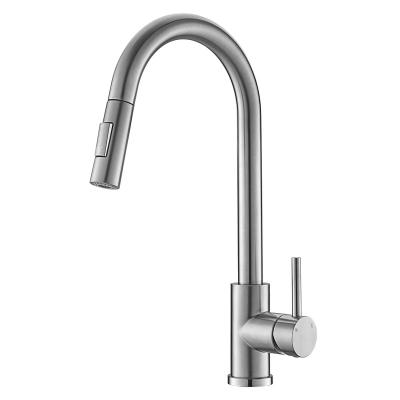 China Modern Asp209BN 2021 Modern Stainless Steel Brushed Nickel Plated Pull Down Kitchen Faucet For Water Sink for sale