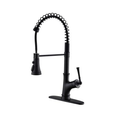 China Pull Out APS138-MB 3 Way Spray Faucet Black Knurled Kitchen Faucet Pull Down Kitchen Faucet for sale