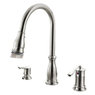 China Other Kitchen Faucet Rotating Brushed Nickel 3 Way Kitchen Faucet Mixer Tap Taps Kitchen for sale