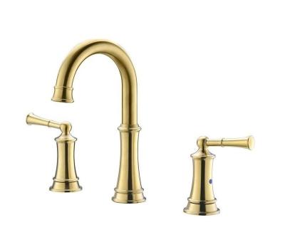 China Pull Out Hot And Cold Mixing Hole Faucet Three Hole Faucet Stream Three Faucet Gold Brass Basin 8