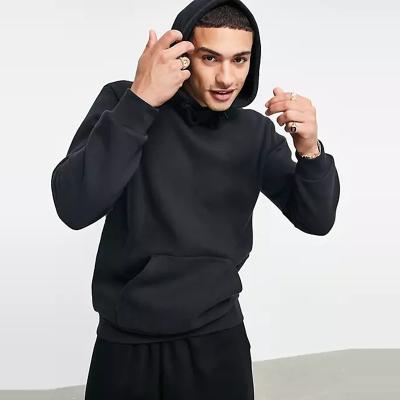 China Wholesale Cotton Oversized Hoodie Simple Blank Anti-wrinkle Fleece Pullover Black Men's Hoodies and Sweatshirts for sale