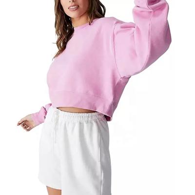 China Anti-Wrinkle OEM/ODM Guangzhou Service Womens Pullover Crop Sweatshirts Custom Pale Pinks Color Sweatshirt for sale