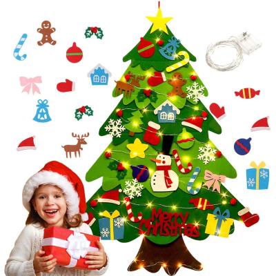 China Chirstmas Decor Felt Christmas Tree DIY Felt Tree with 33pcs Ornaments for Kids Todders Christmas Decoration for sale