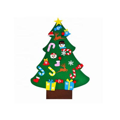 China Decorative Christmas Home Door Educational DIY Decoration Felt Christmas Tree With Ornament Set For Kids for sale