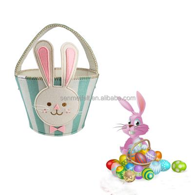 China Environmental Friendly Factory Direct Custom Handmade Felt Easter Bag Easter Bunny Baskets Stuffed Easter Candy Bucket for sale