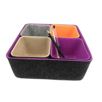 China Factory Wholesale Hard Viable Colorful Desk Drawer Organizer Felt Storage Box For Sundries for sale