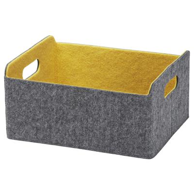 China Foldable Viable Handmade Foldable Square Storage Basket Storage Box Cabinet Gray Felt Storage Box for sale