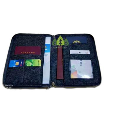 China Hot Selling Black Custom Reusable RFID Blocking Felt Travel Passport Holder Card Bag For Women Men for sale