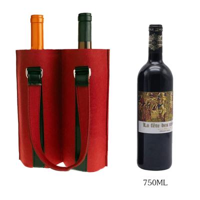 China Eco-friendly anti-slip beer felt bag champagne tote bag felt wine bottle protector bag for travel picnic party for sale