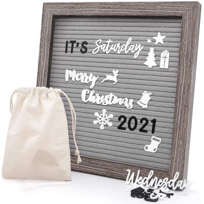 China Europe View Rustic Wooden Gray Felt Message Board Gray Felt Letter Board 10x10 inch with changeable letter for sale