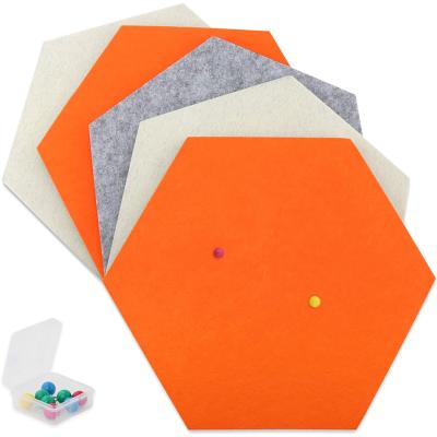 China Home and Office Decor 6 Pcs Hexagon Felt Pin Board Tiles Bulletin Board Felt Cork Board Wall Decor for Pictures for sale