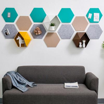 China Message Board 6 Hexagon Felt Pin Board Self Adhesive Bulletin Note Photo Boards Felt Cork Board Tiles for sale