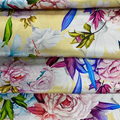 China Organic High Quality Luxury Custom Digital Printing For Dress Making Silk Blend Satin Silk Fabric for sale