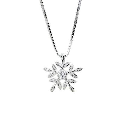 China CLASSIC Fashionable Women Silver Plated Snowflake Flower Necklace Korean Style Collarbone Pendant Clavicle Chain for sale