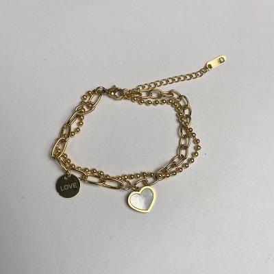 China FASHIONABLE Wholesale Heart Stainless Steel Chain Bracelet Gold Filled Friendship Bracelet for sale