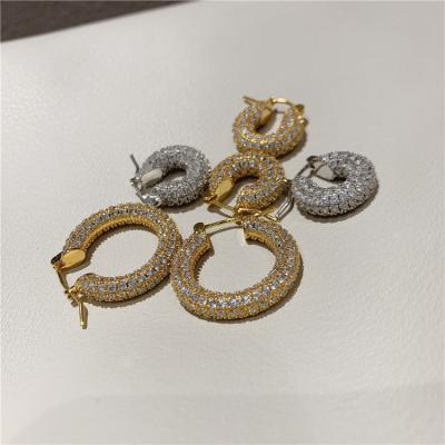 China Trendy Fashion Chunky Hoop Earrings Wholesale Gold Plated Zircon Earrings for sale