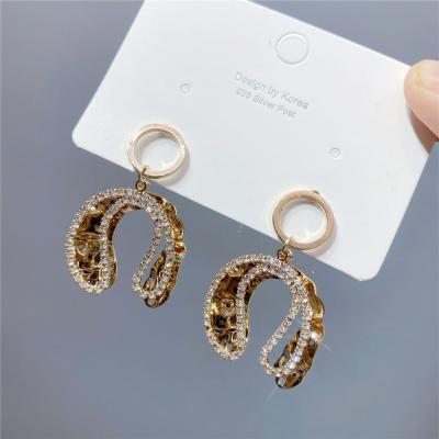 China Fashion Women Crystal Geometric Drop Earrings Korean Style Gold Trendy Earrings for sale