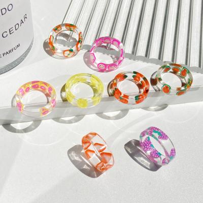 China CHUNKY Fashion Resin Ring For Women Summer Fruit Chunky Resin Ring for sale