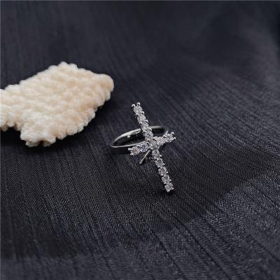 China FASHIONABLE Statement Women's Ring Pave Crystal Cross Ring Resizable Accessories for sale