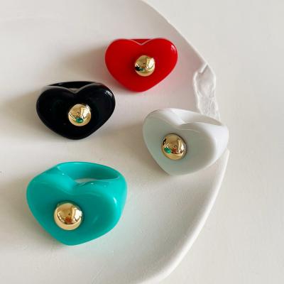 China Korean Resin Ring Jewelry Heart Resin Rings TRENDY fashion style for sale